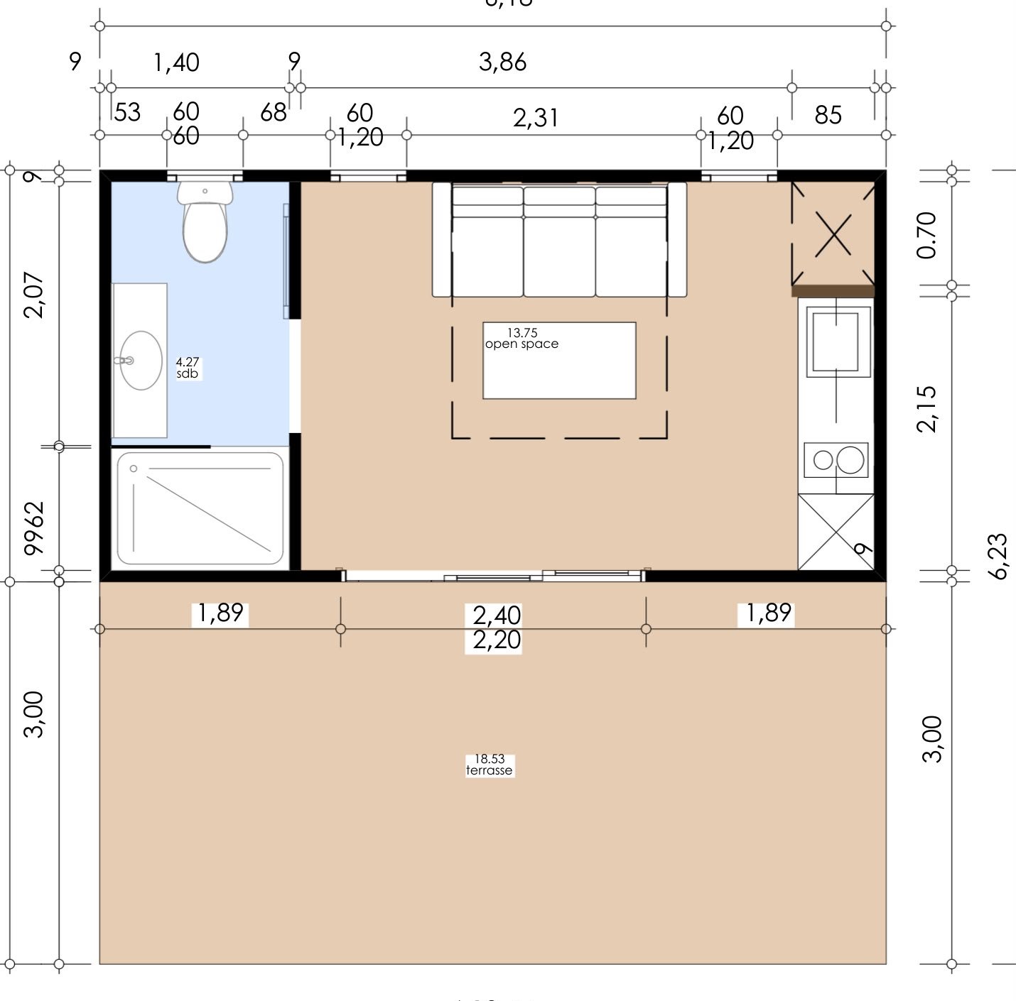 Plan du Studio 20 m²