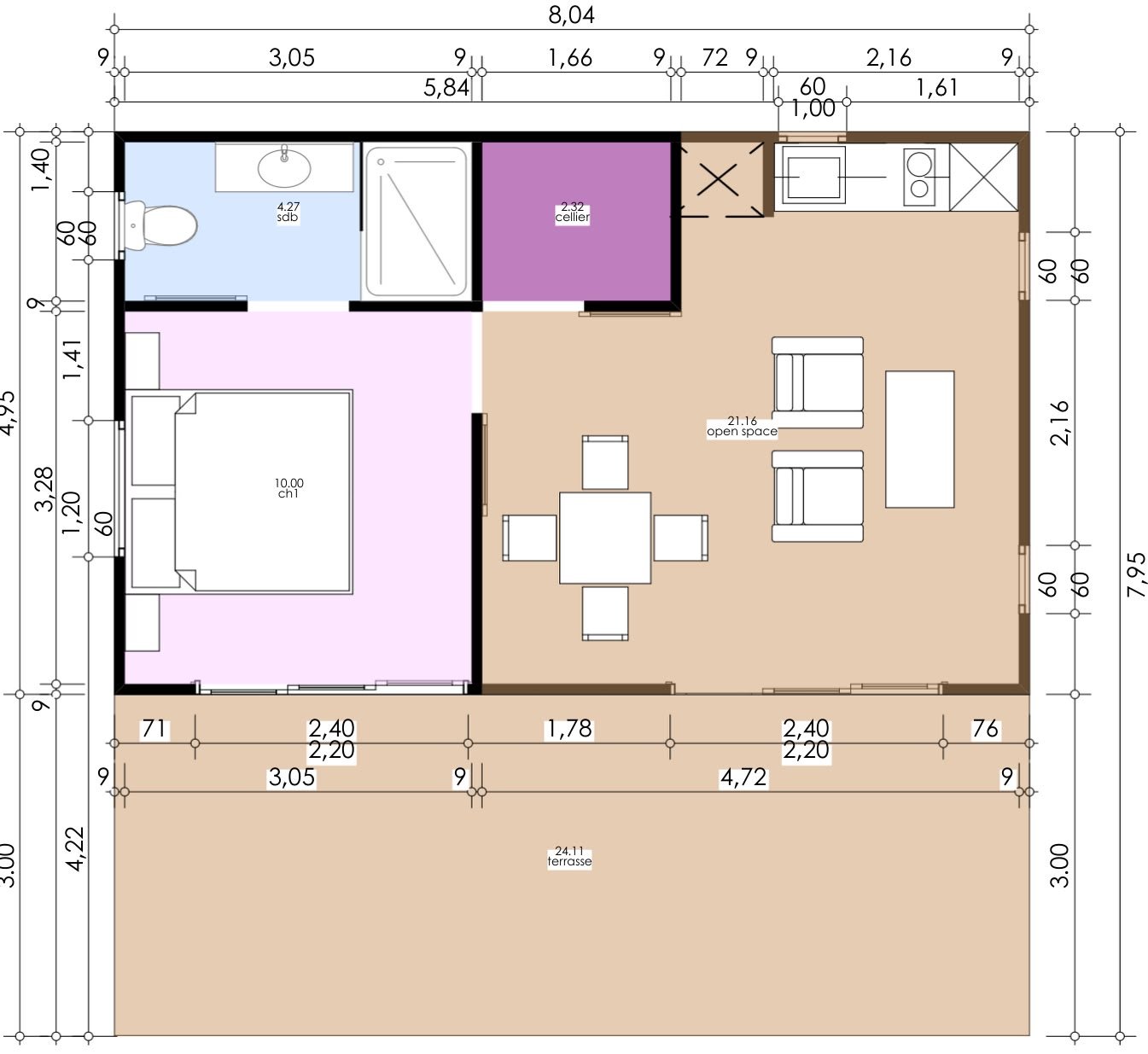Plan du Familial 40 m²