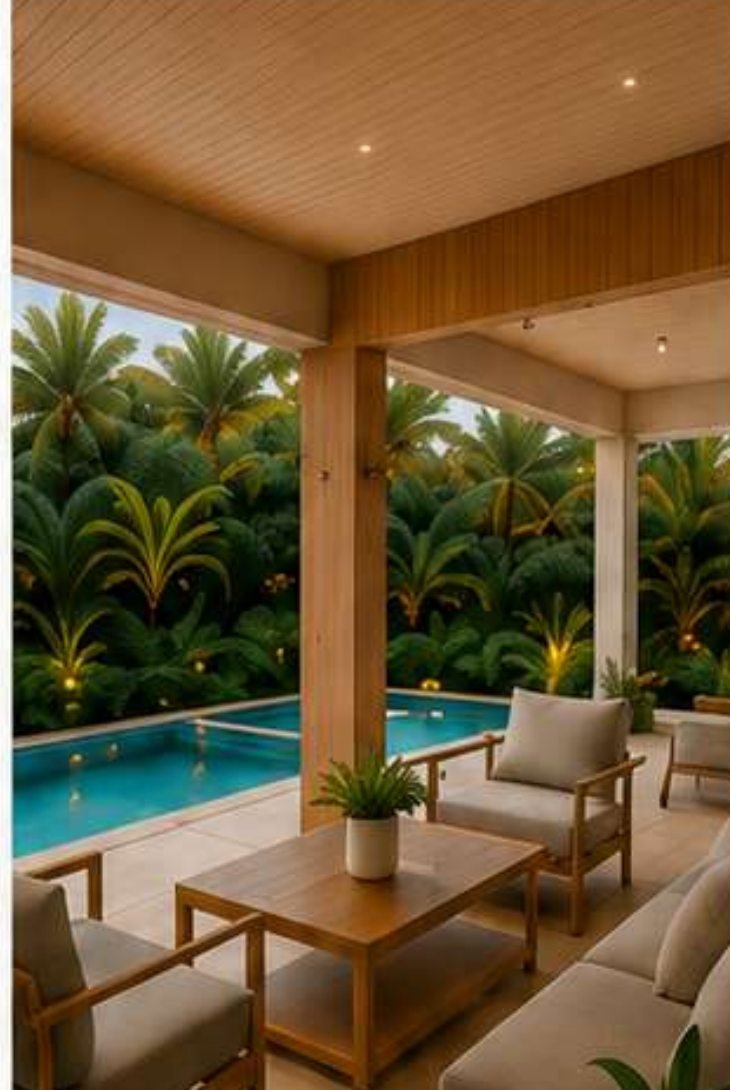 Villa Éden — terrasse couverte et piscine